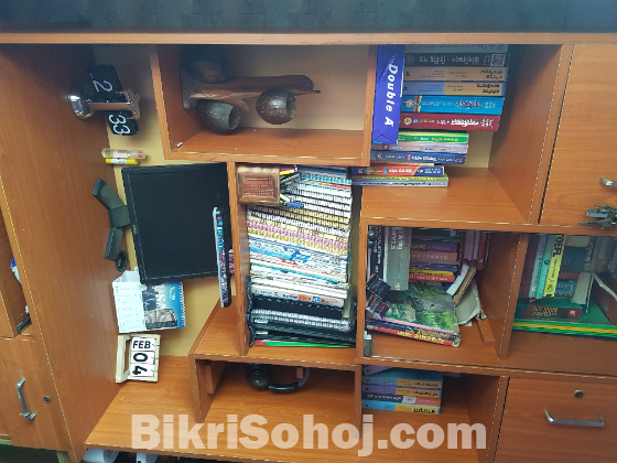 Study table or computer table and bookshelf (3 in 1)